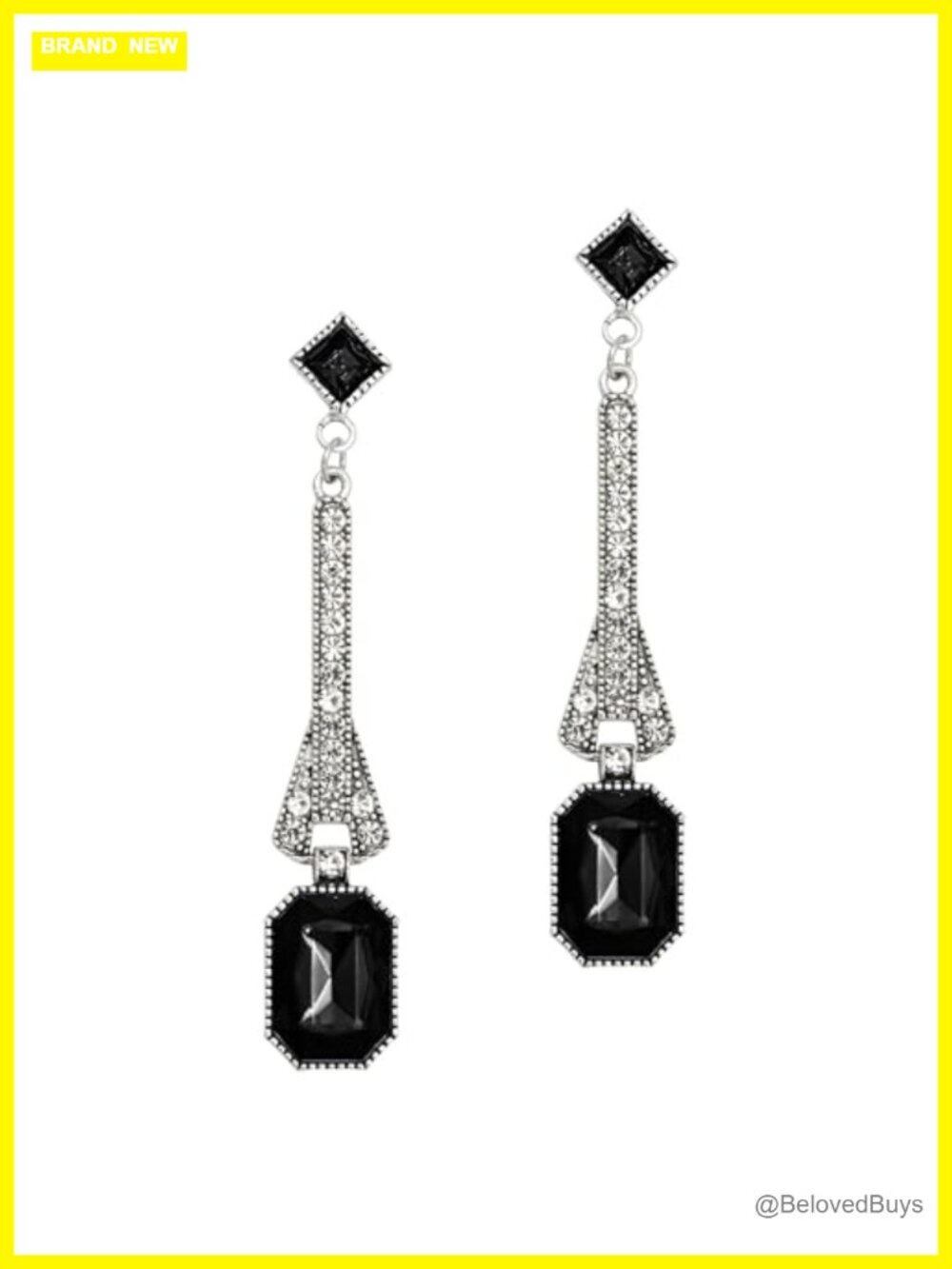 Art Deco Rhinestone Dangle Earrings 1920s Gatsby Drop